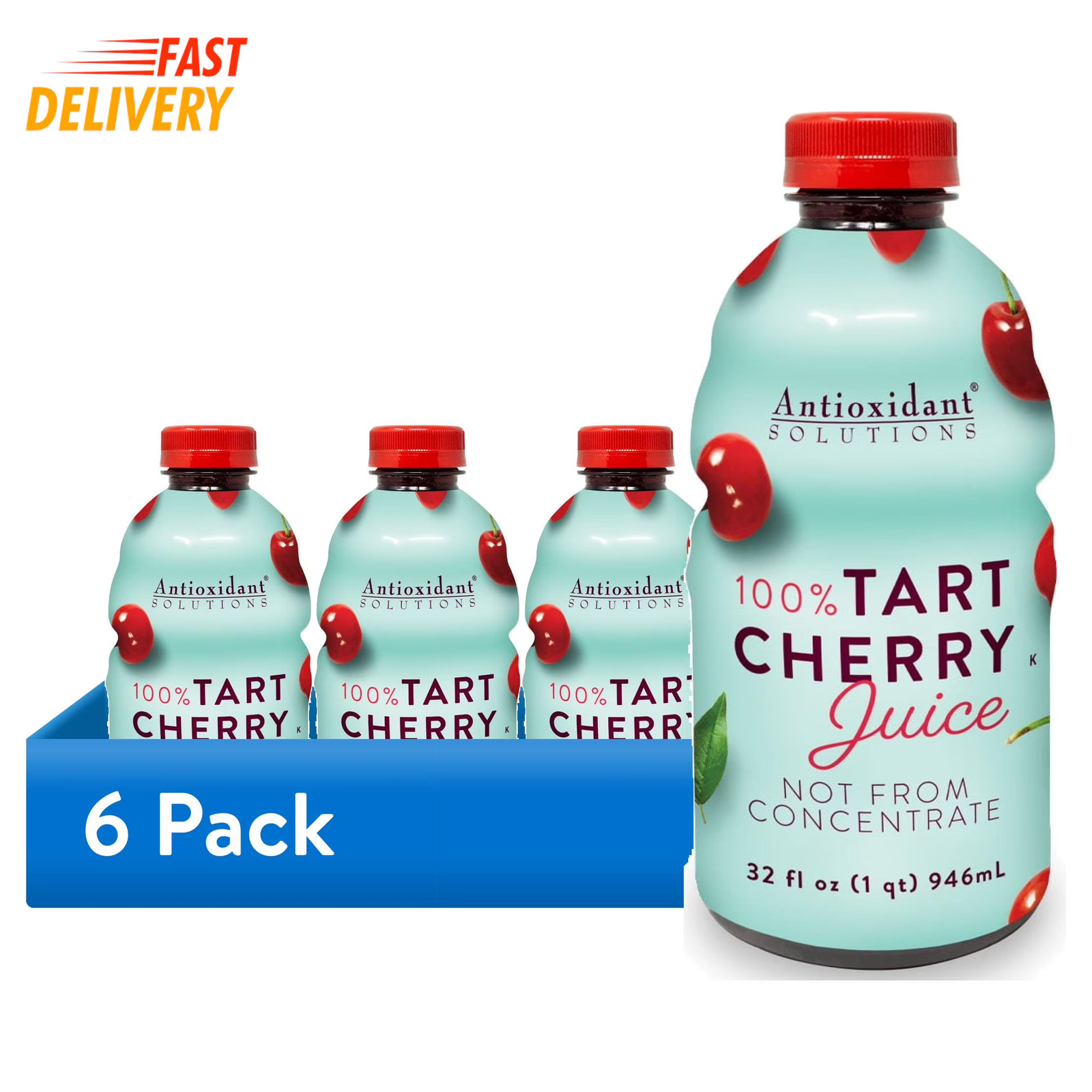 (6 Pack) utions Tart Cherry Juice, Not from Concentrate, 32 Fl Oz, 6 Pack 👌 ✅