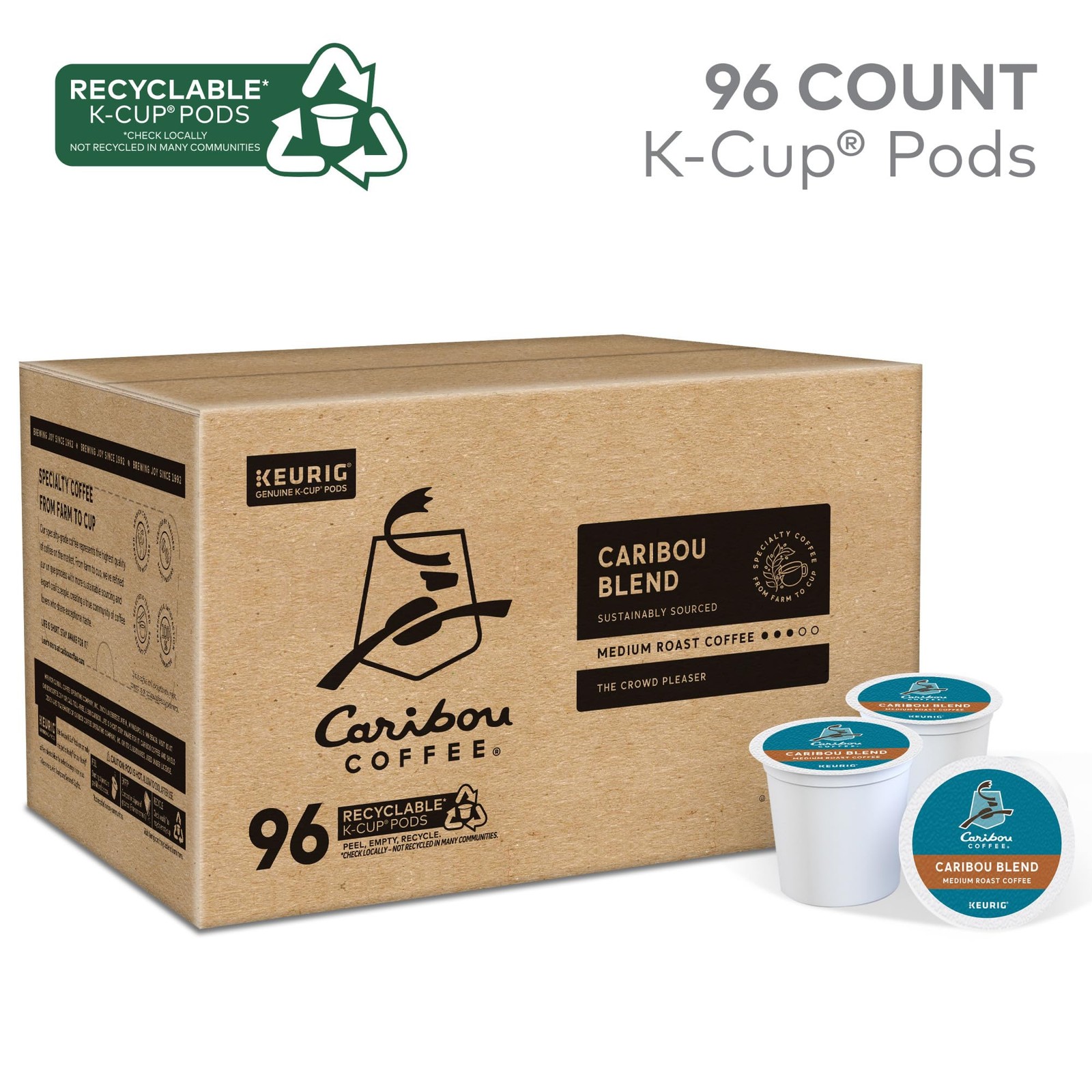 Caribou Coffee Caribou Blend Keurig Single-Serve K-Cup Pod Medium Roast 96 Count