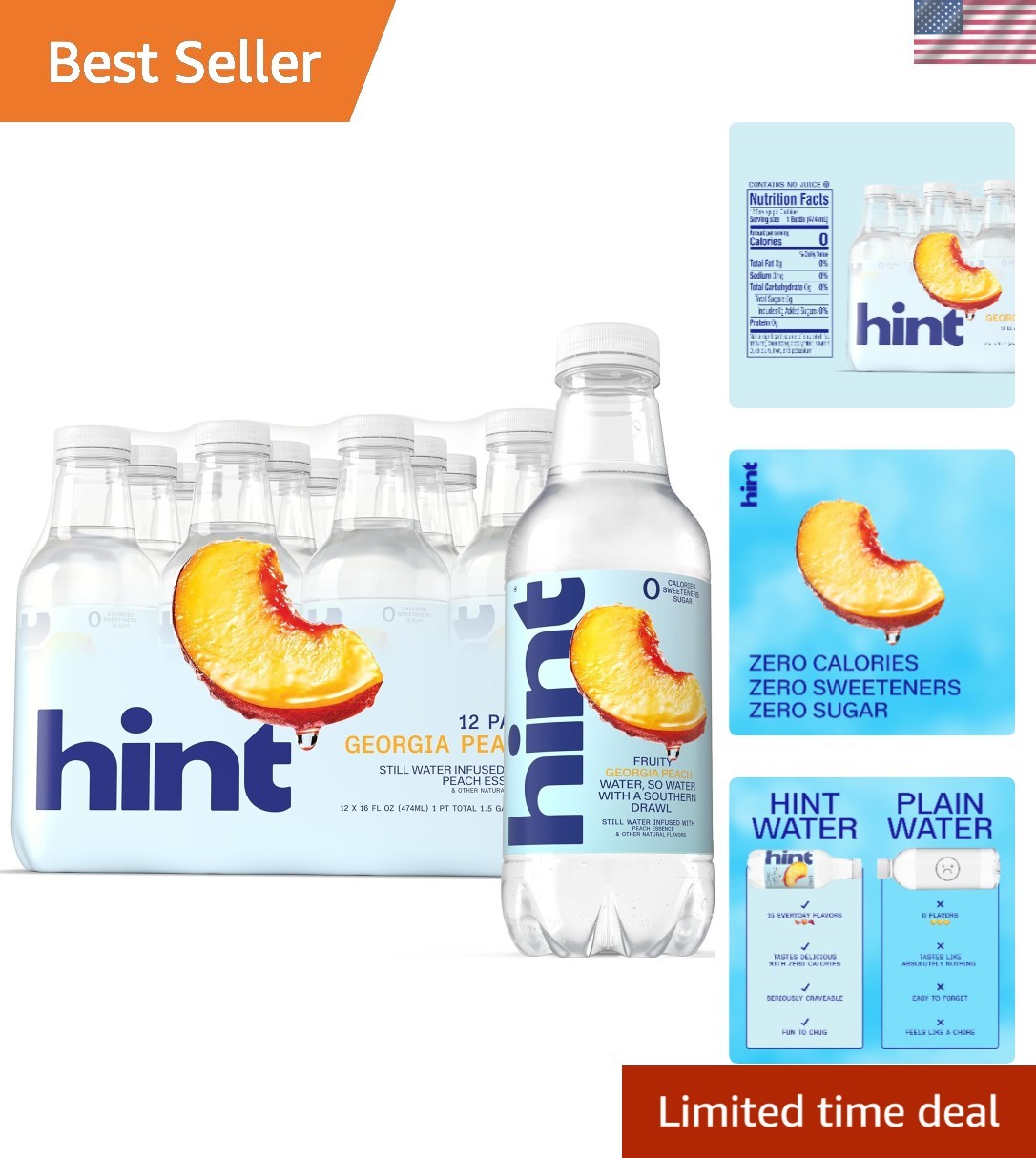 12-Bottle Peach Water Pack – , Kosher, Gluten-Free, Zero Calories
