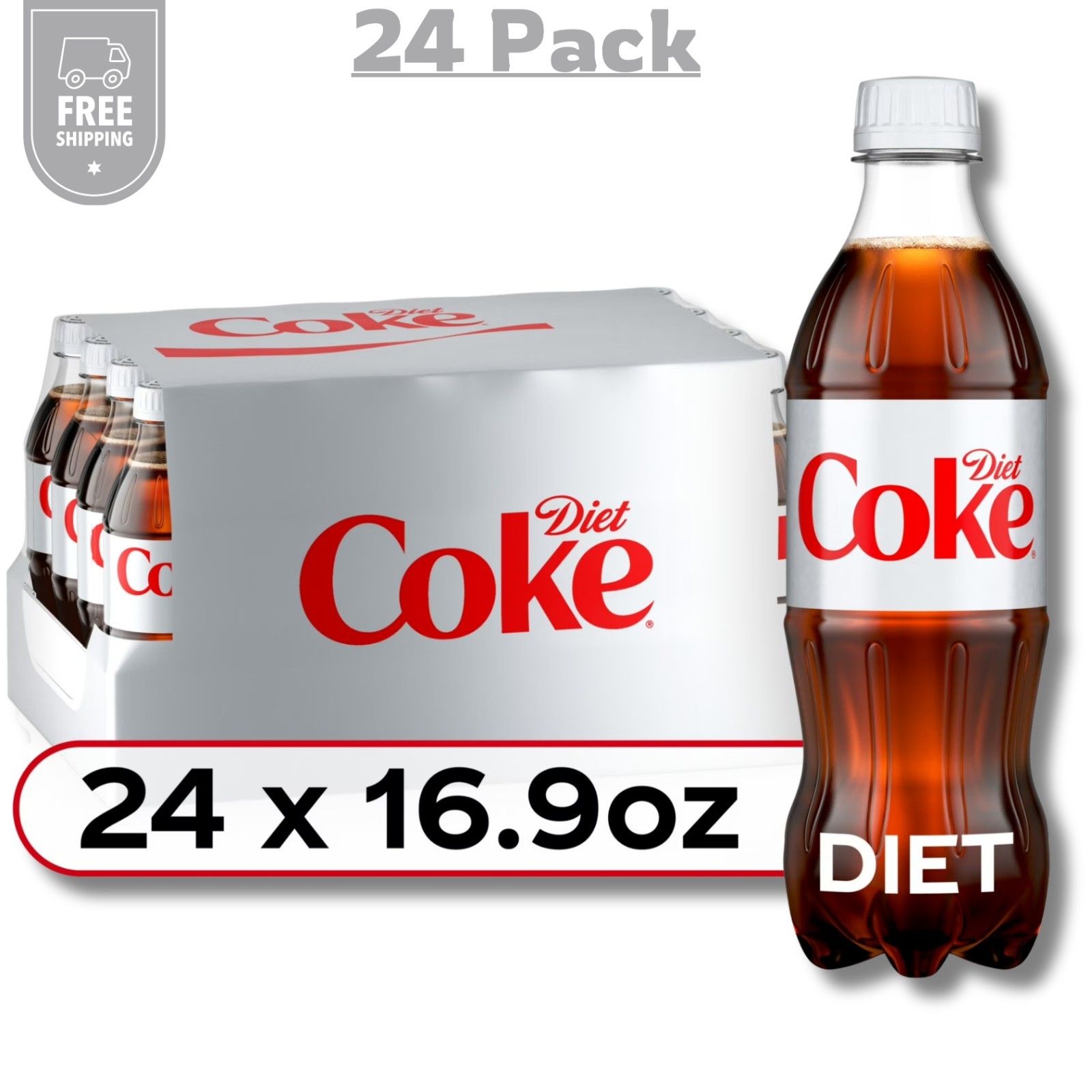 Diet Coke Diet Cola Soft Soda Pop – 16.9 fl oz Bottles, 24 Pack – Drink