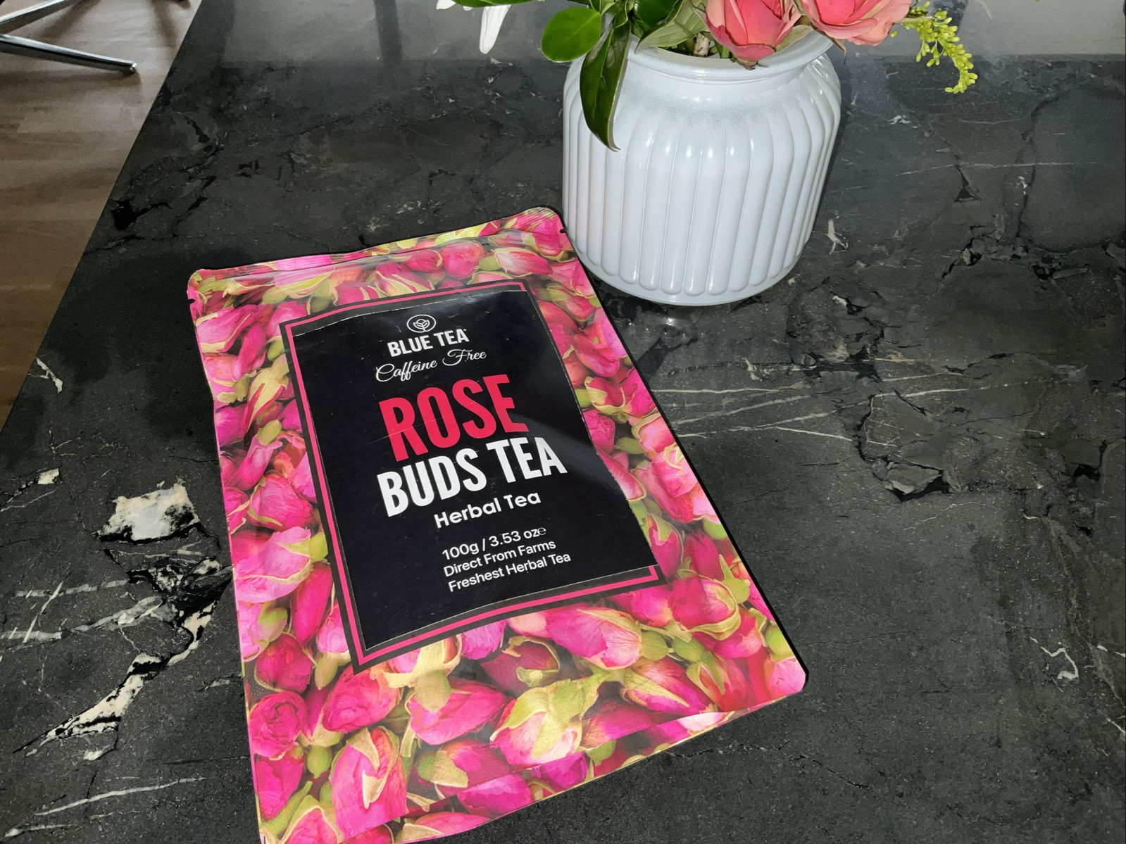 Blue Tea Rose Buds Herbal Tea India Caffeine Free 100 Grams/3.53-50 Servings