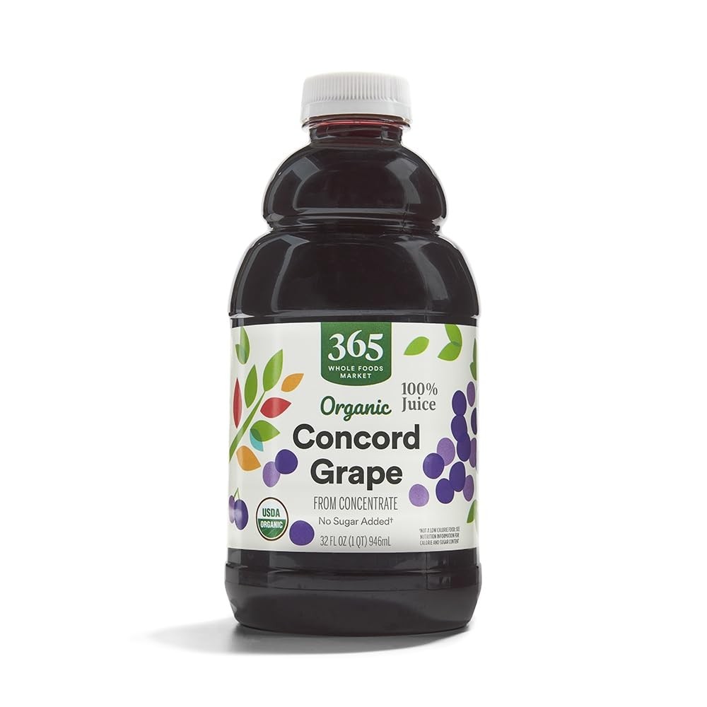 365 by Whole Foods Market, Organic 100% Juice, Concord 32 Fl Oz (Pack of 1)