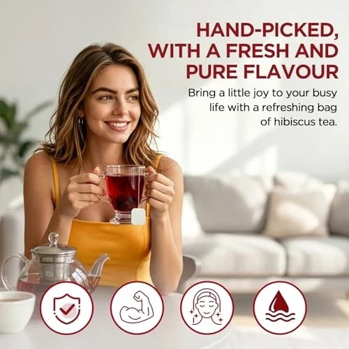 Hibiscus Tea Bags 100 Count – 100% Pure Natural Dried Hibiscus Flowers US