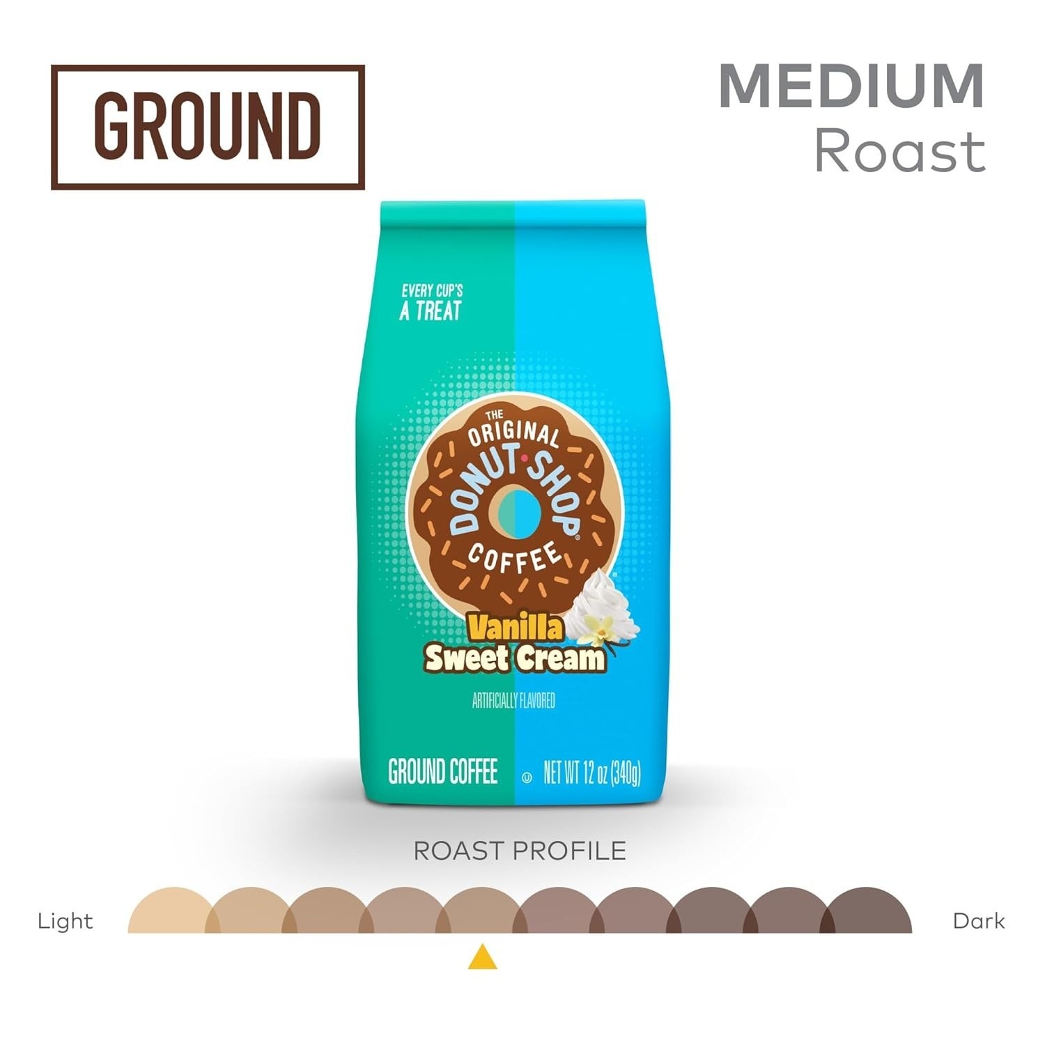 The Original Donut Shop Vanilla Sweet Cream Ground Coffee 12 oz Bag – 6 PACK