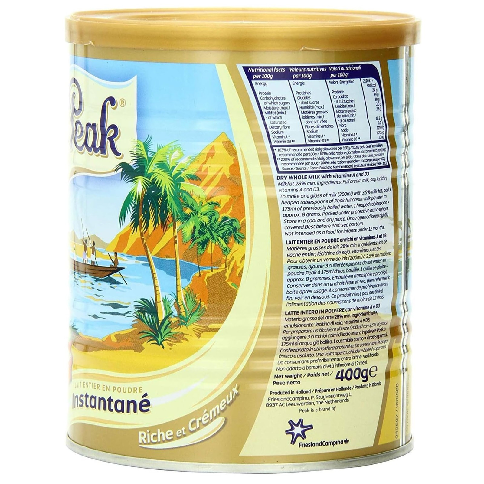 Peak Instant Full-Cream Dry Whole Milk Powder, 400-Grams