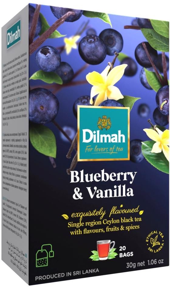 3 DILMAH BLUEBERRY & VANILLA Flavor Ceylon Black Tea Sri Lanka (60 servings)