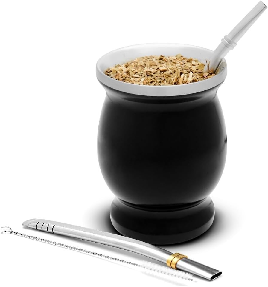 Modern Yerba Mate Experience: Stainless Steel Cup with 2 Bombillas – Gift Ready