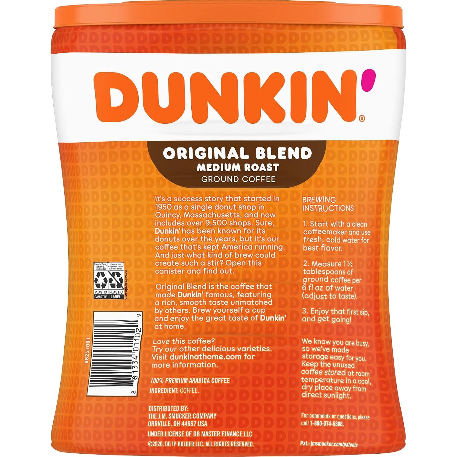 DUNKIN’ Original Blend Medium Roast Ground Coffee, 30 Ounce