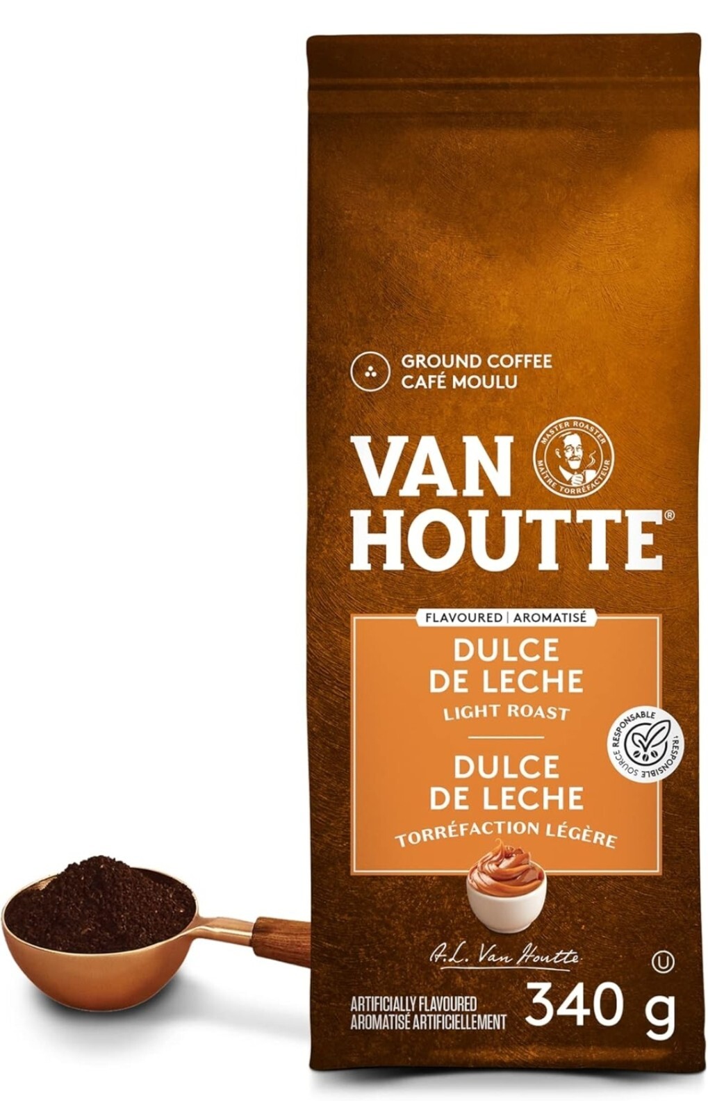 6 Bags of Van Houtte Dulce De Leche Ground Coffee Light Roast 340g Each