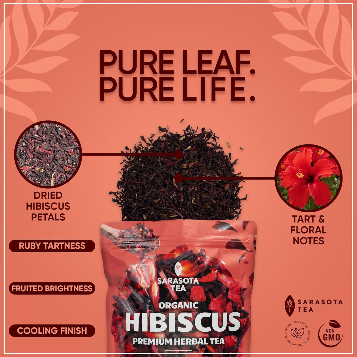 Organic Hibiscus Tea 1 Lb (16 Oz) – USDA Certified Organic Hibiscus Flowers, Cut