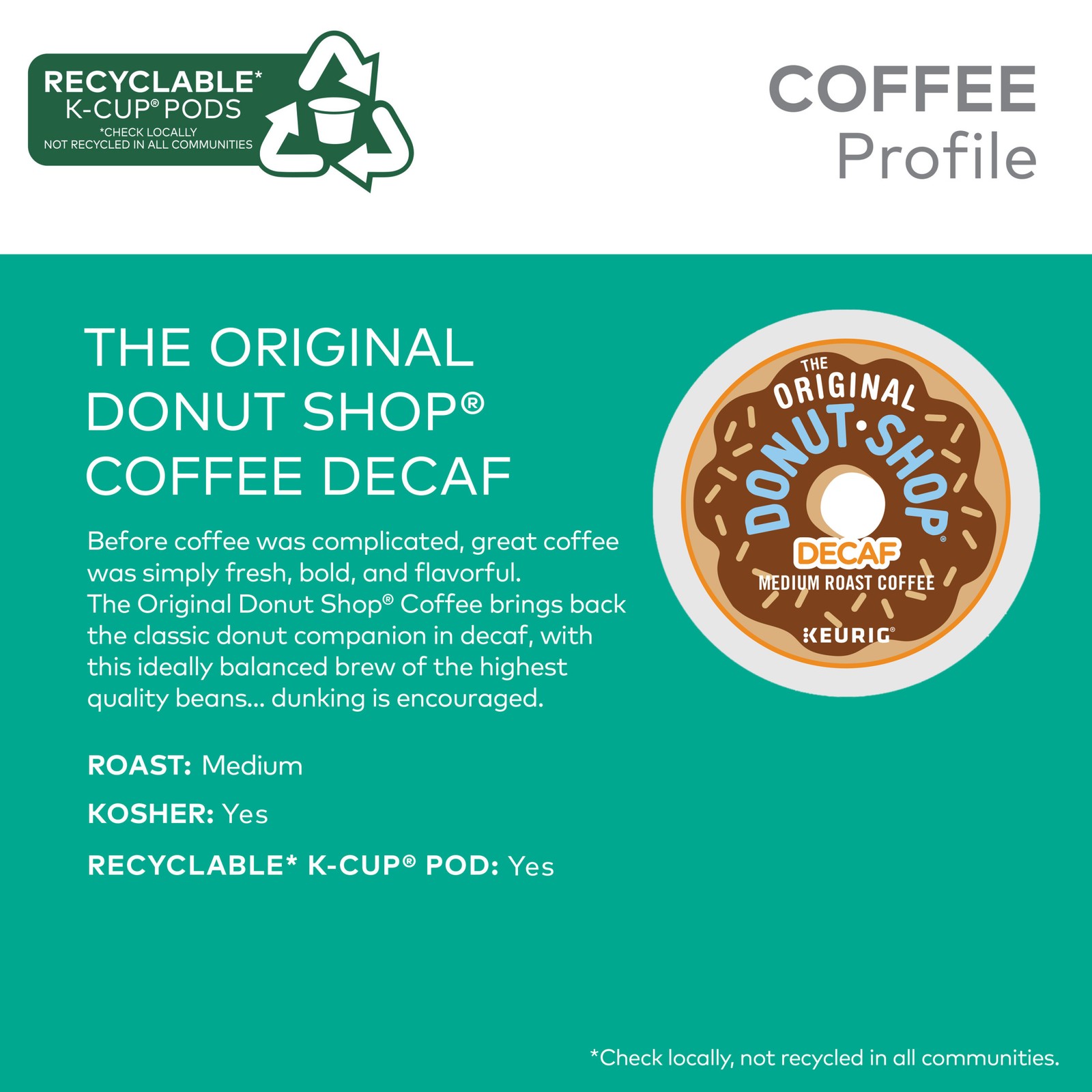 The Original Donut Shop, Decaf, Keurig K-Cup Pods, Medium Roast Coffee, 48 Count