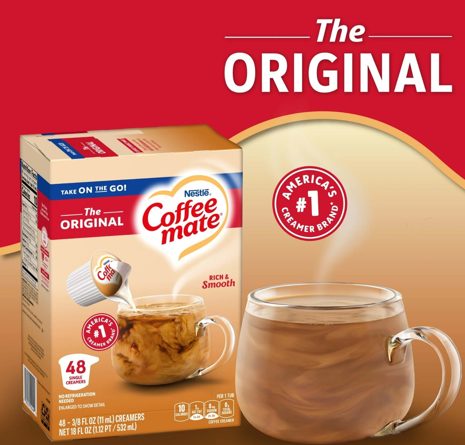 Nestlé Coffee Mate Original Liquid Coffee Creamer Singles,9 fl oz, 48 Pack