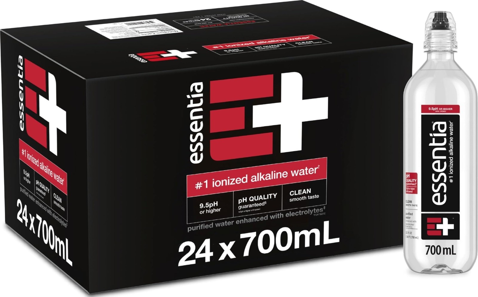 Essentia Water Ionized Alkaline 9.5+ pH 1L Bottles – Pack of 6 (33.8 Fl Oz)