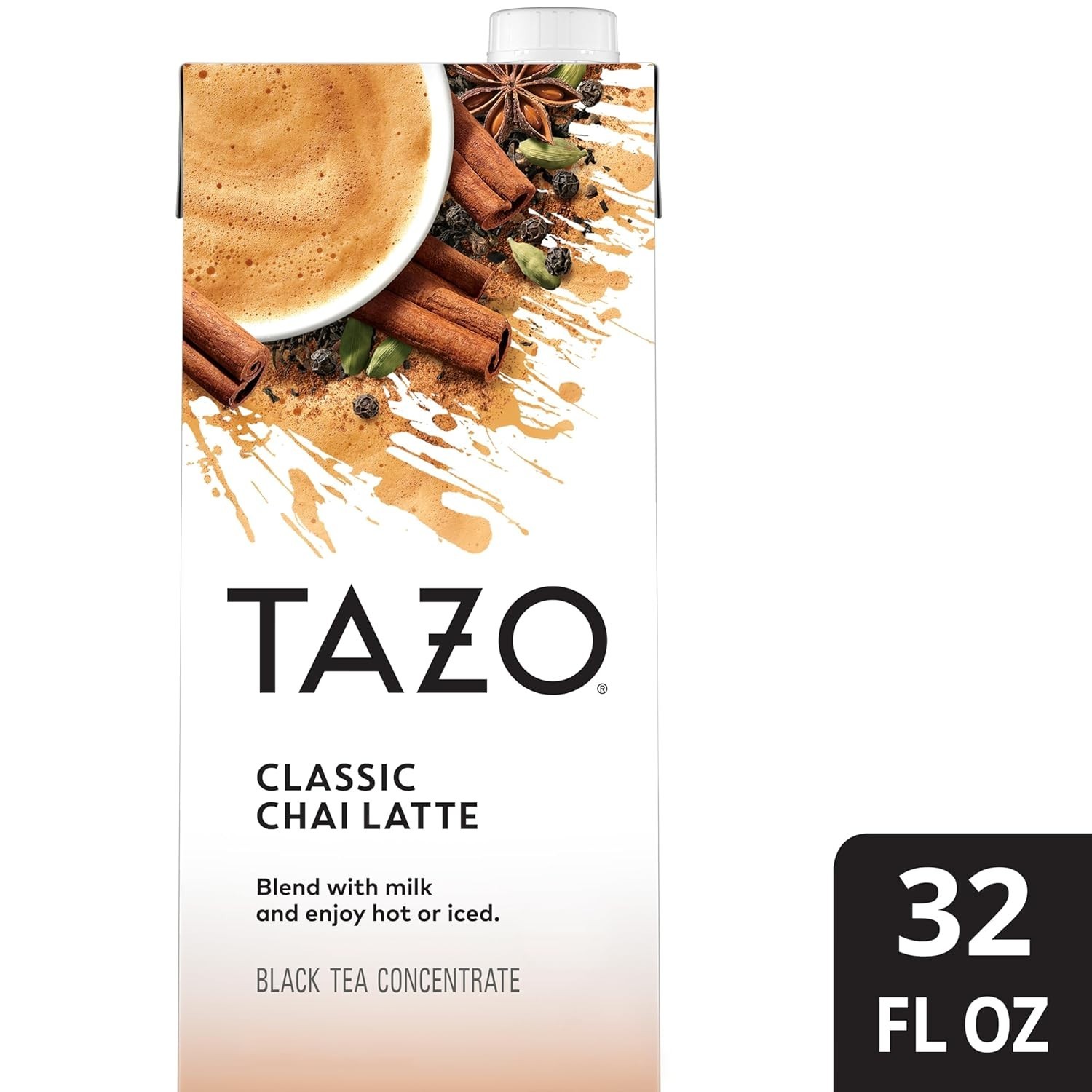 Tazo Concentrate Chai Latte black tea/cinnamon/ginger/cardamom/Vanilla (4X32Oz)