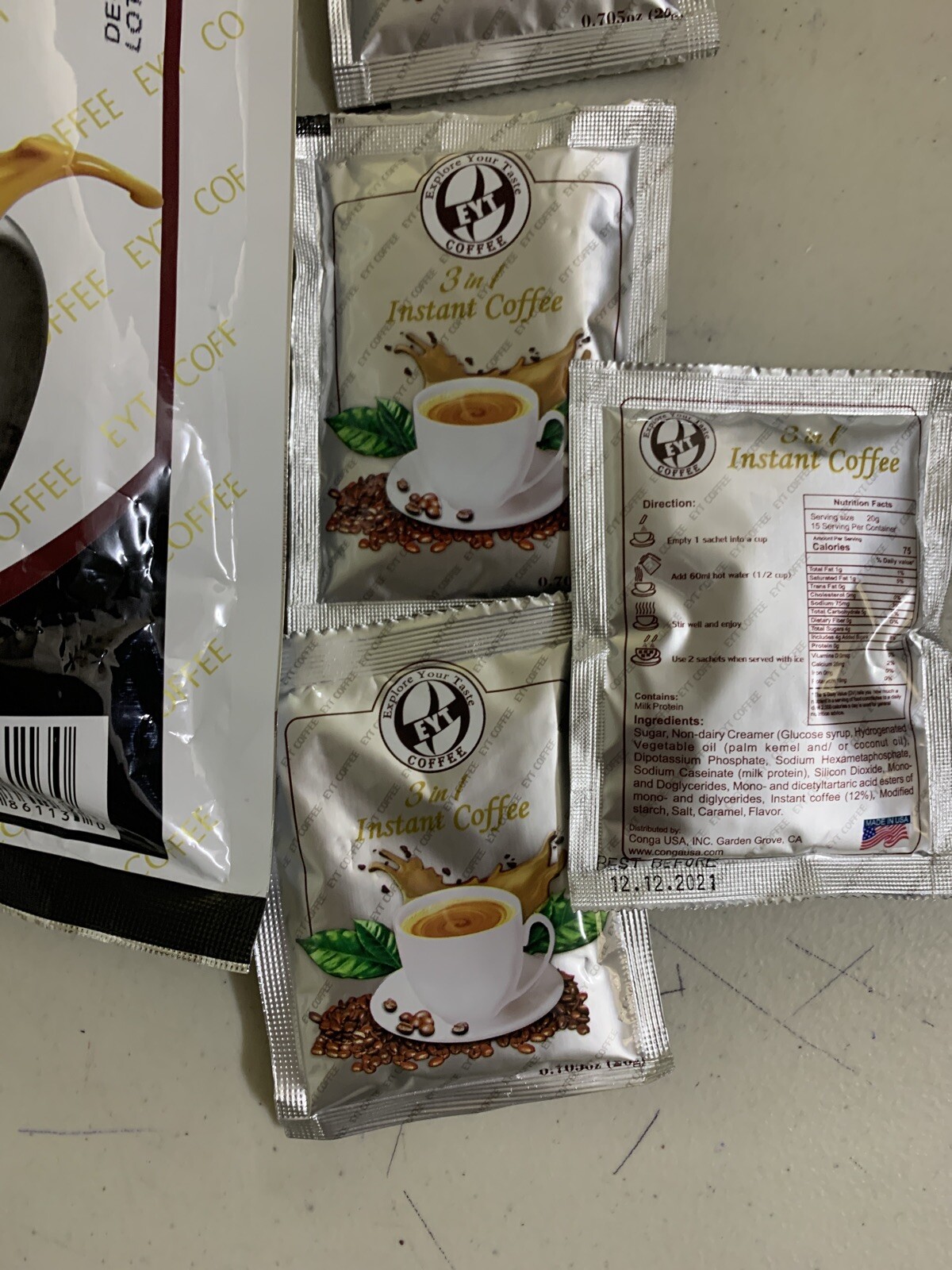 EYT- Explore Your Taste- 3in1 Instant Coffee, 20gr X 20 Bags – Made In USA