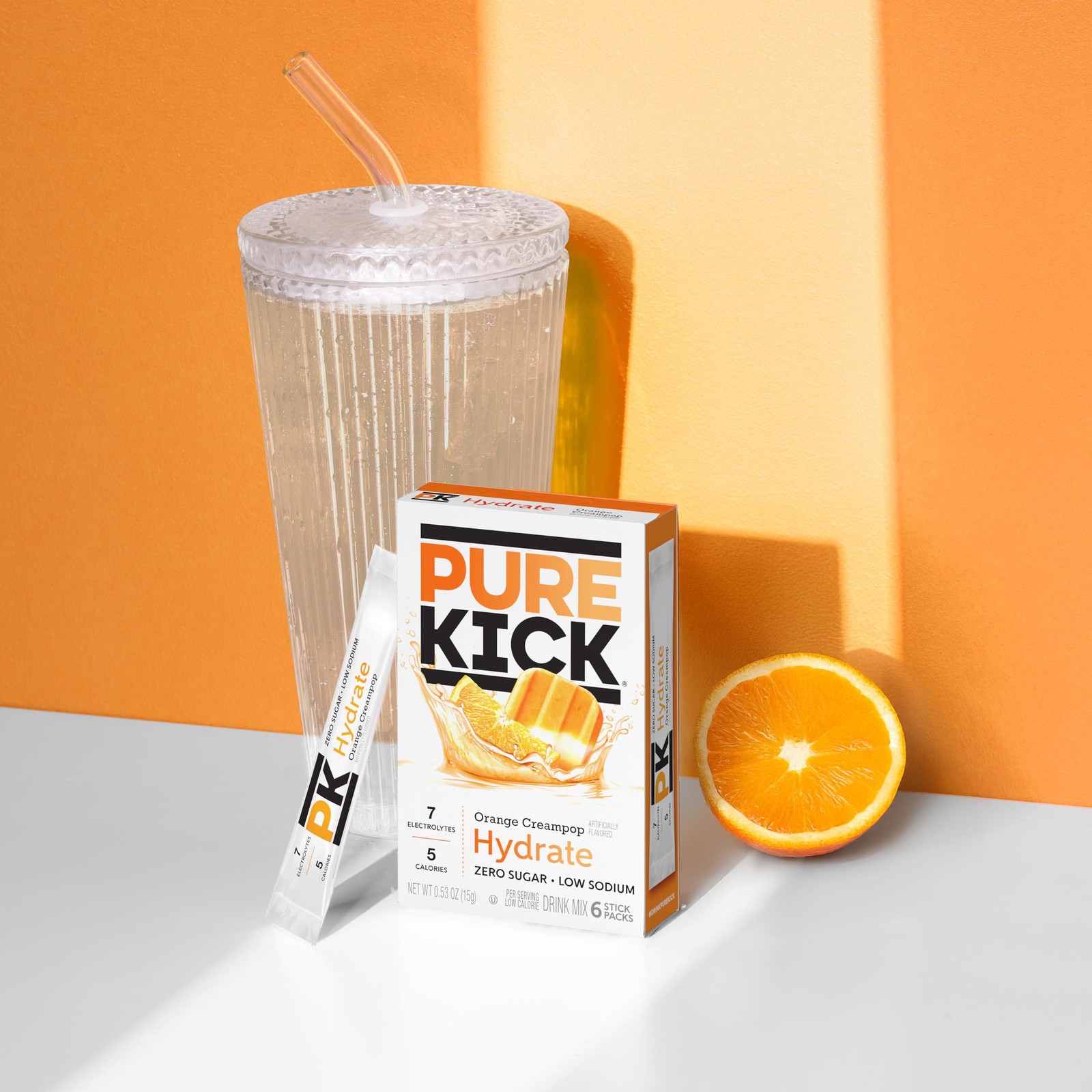 Pure Kick Hydration Singles To Go Drink Mix Orange Cream Pop 12 Boxes 72 Packets