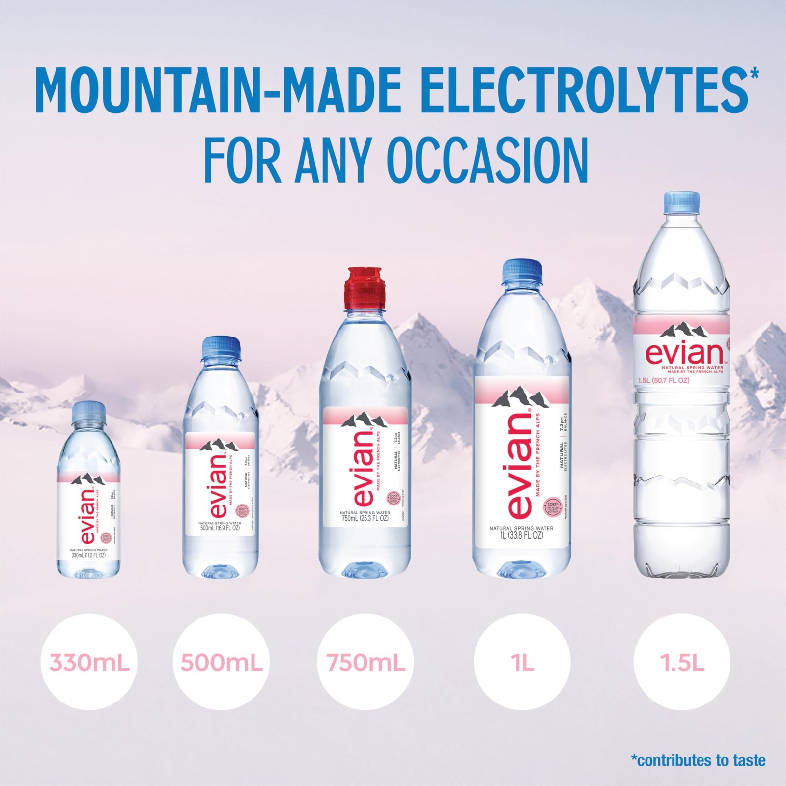 evian Natural Spring Water, 750 ml (25.36 fluid ounce) Water Bottle 12 Pack