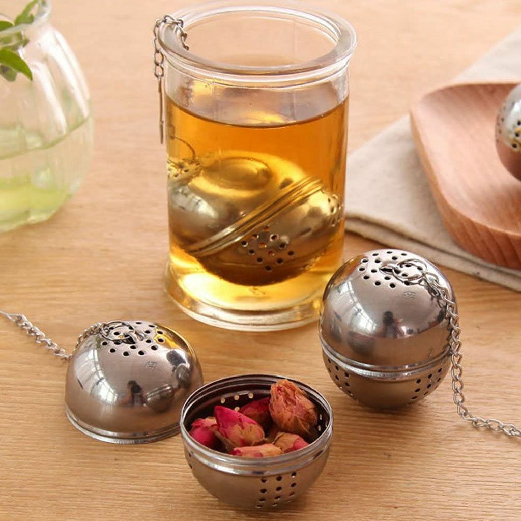 1/2 PCS Mesh Tea Infuser Stainless Metal Cup Strainer Loose Leaf Filter W/Lid
