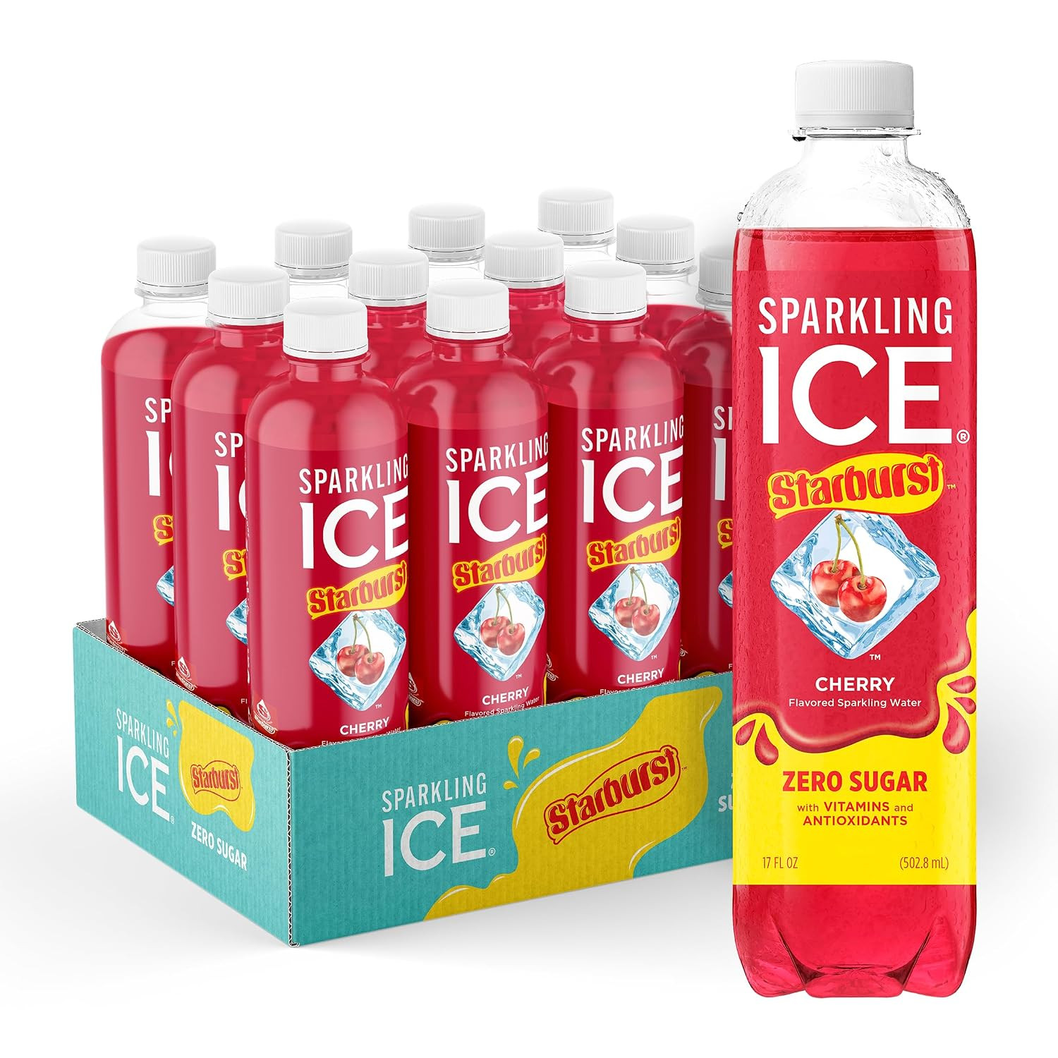 Sparkling Ice STARBURST Zero Sugar Flavored Sparkling Water, Pack 12
