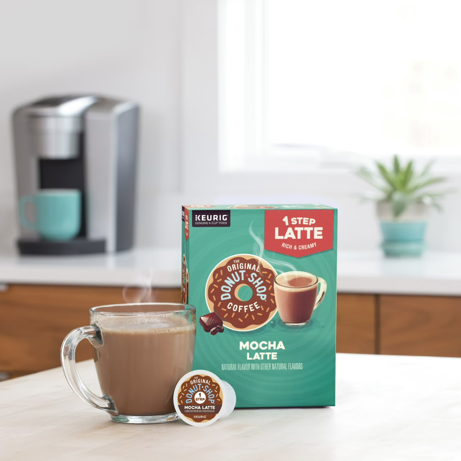 The Original Donut Shop, One Step Mocha Latte Flavored K-Cup Coffee Pods, 10 Cou
