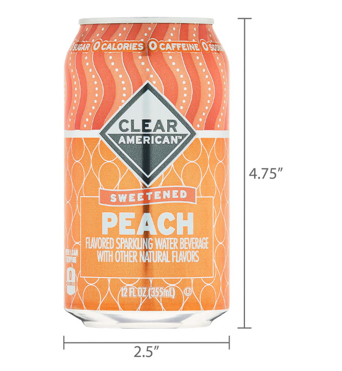 Clear American Golden Peach Water Sparkling Water, 12 fl oz, 12 pack