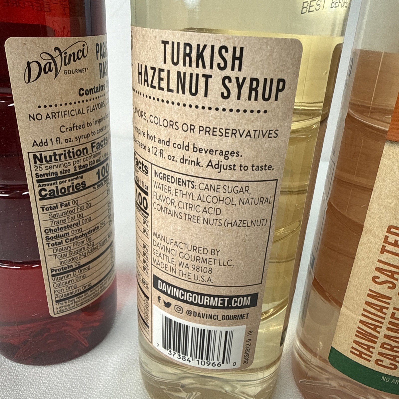 4 PC DaVinci Gourmet Syrups (Vanilla, Salted Caramel, Hazelnut, Raspberry)