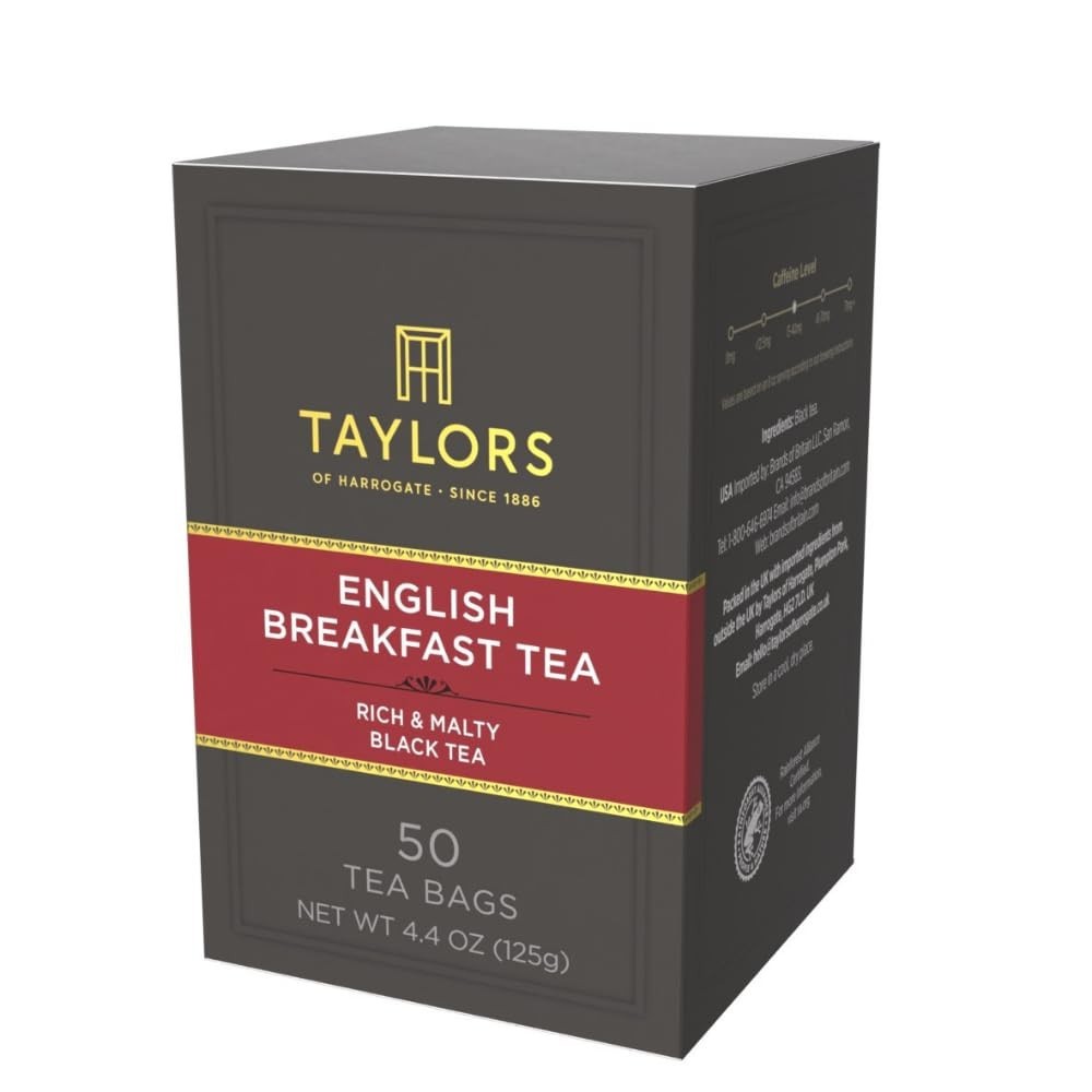 English Breakfast Tea – 50 Caffeinated Pillow Bags for Anytime Enjoyment