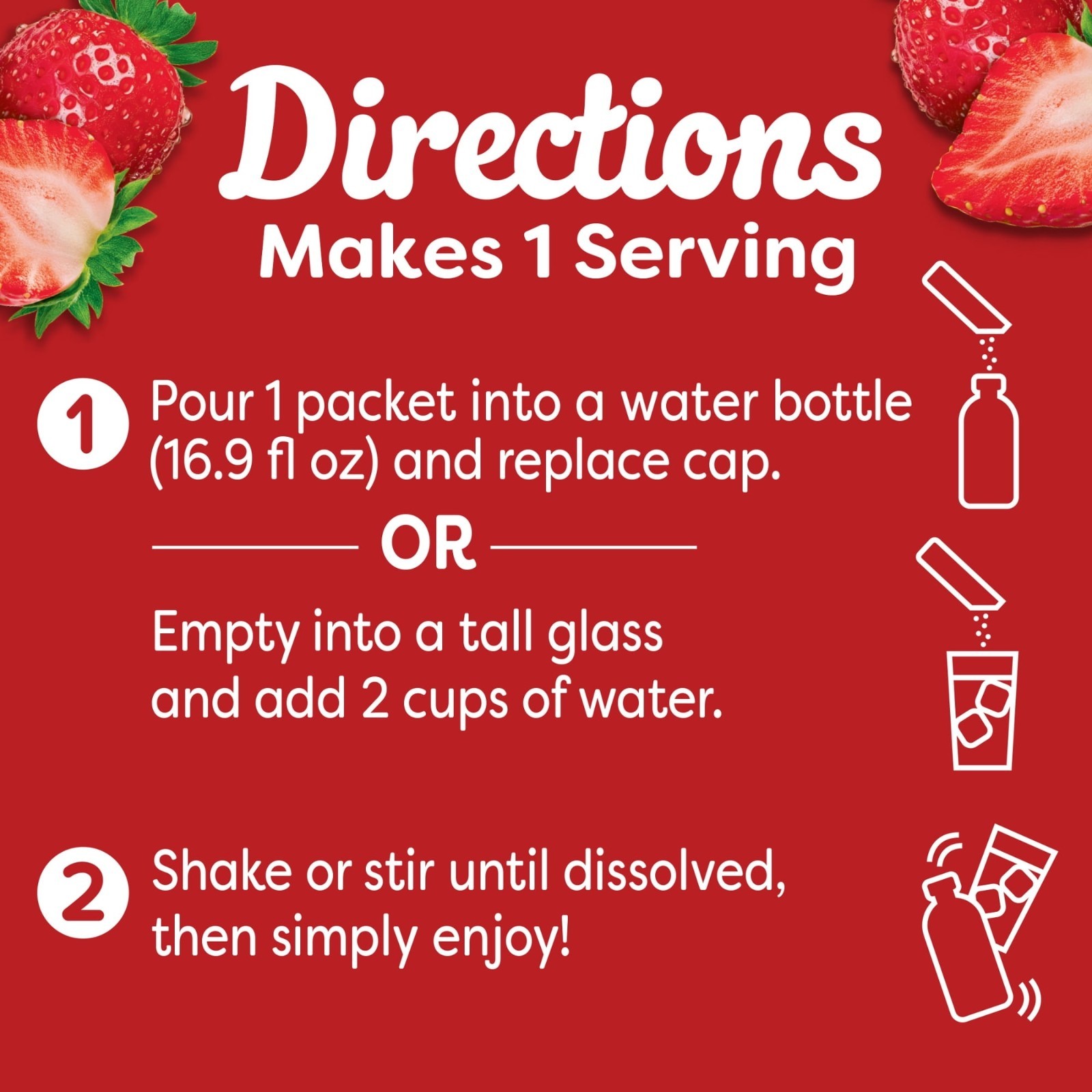 Crystal Light Wild Strawberry Sugar Free Drink Mix Singles with Caffeine, 30 ct
