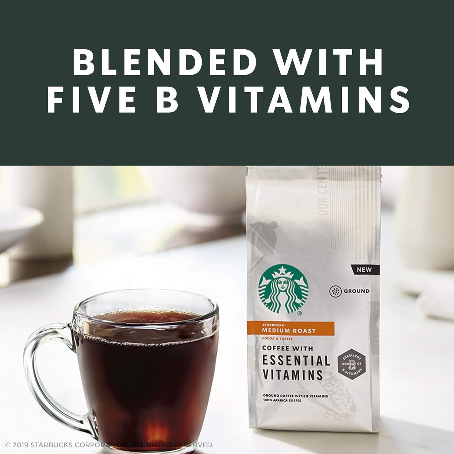 Starbucks Medium Roast Ground Coffee with Essential B Vitamins — 6 bags 9oz Bag