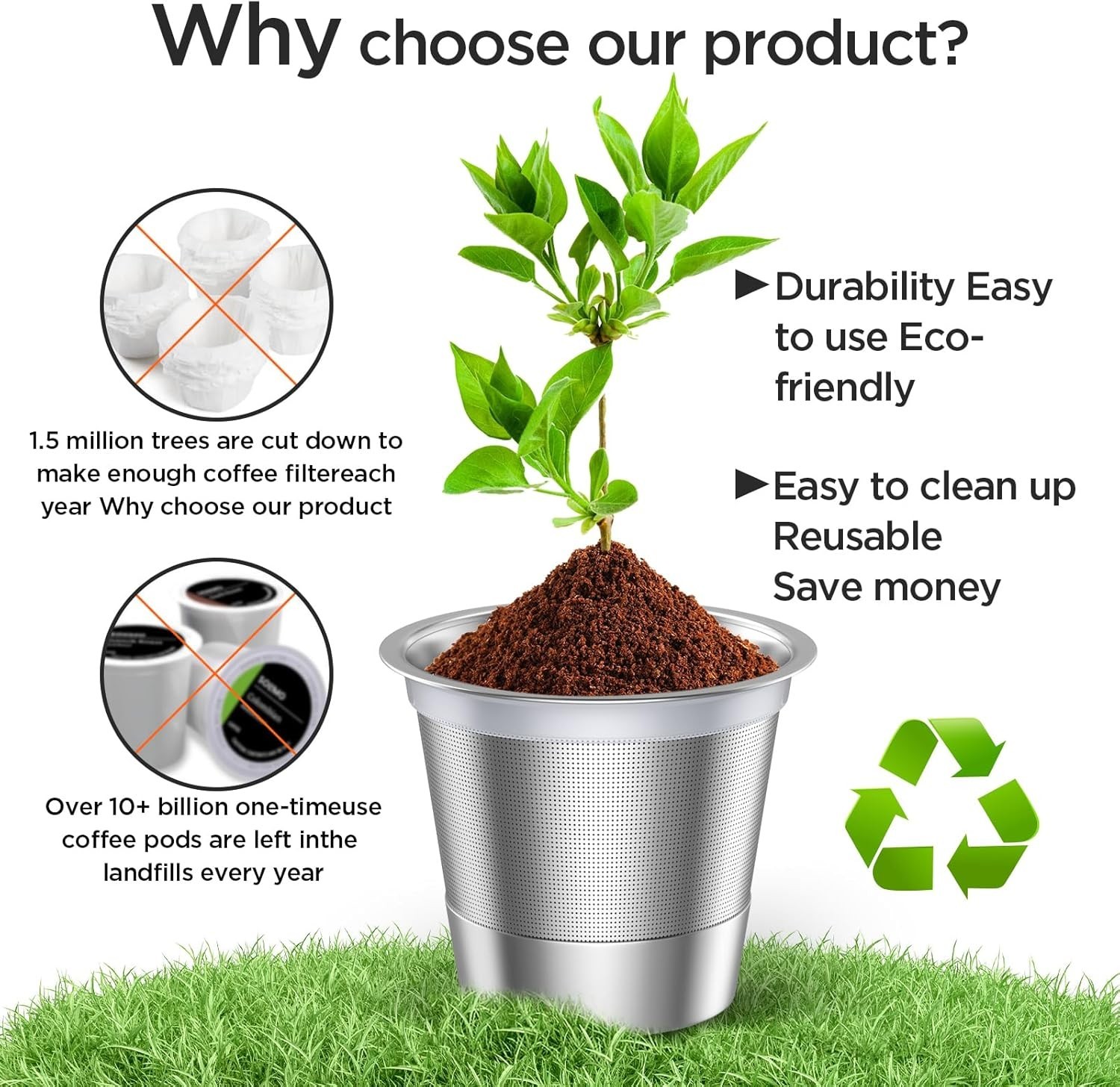 Reusable K Cups and Coffee Pods,Universal Stainless Steel K Cups for Keurig 2…