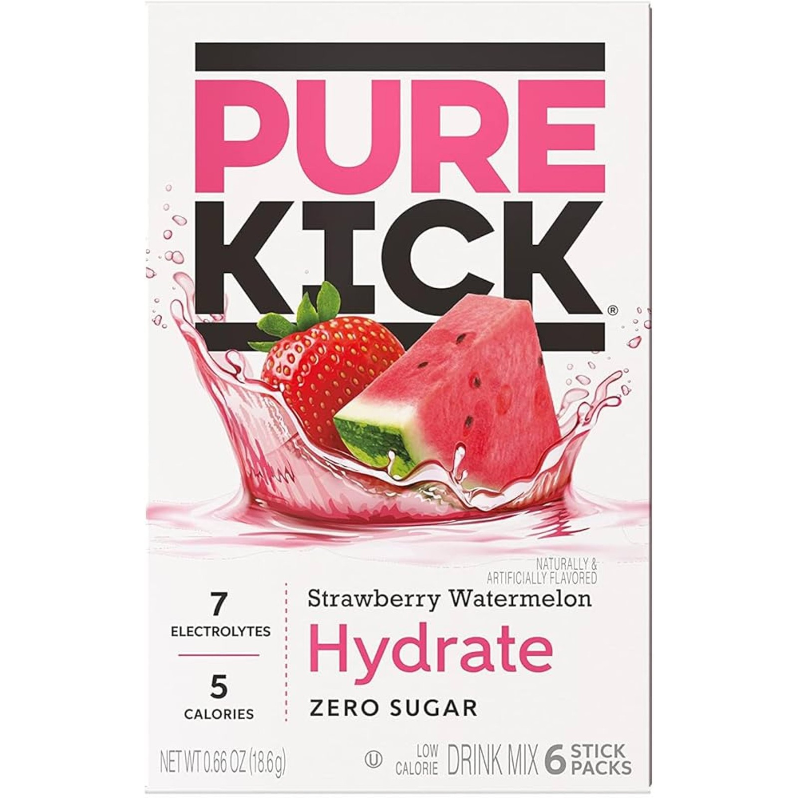 6x Packs Pure Kick Strawberry Watermelon Hydrate 6ct Drink Water Mix