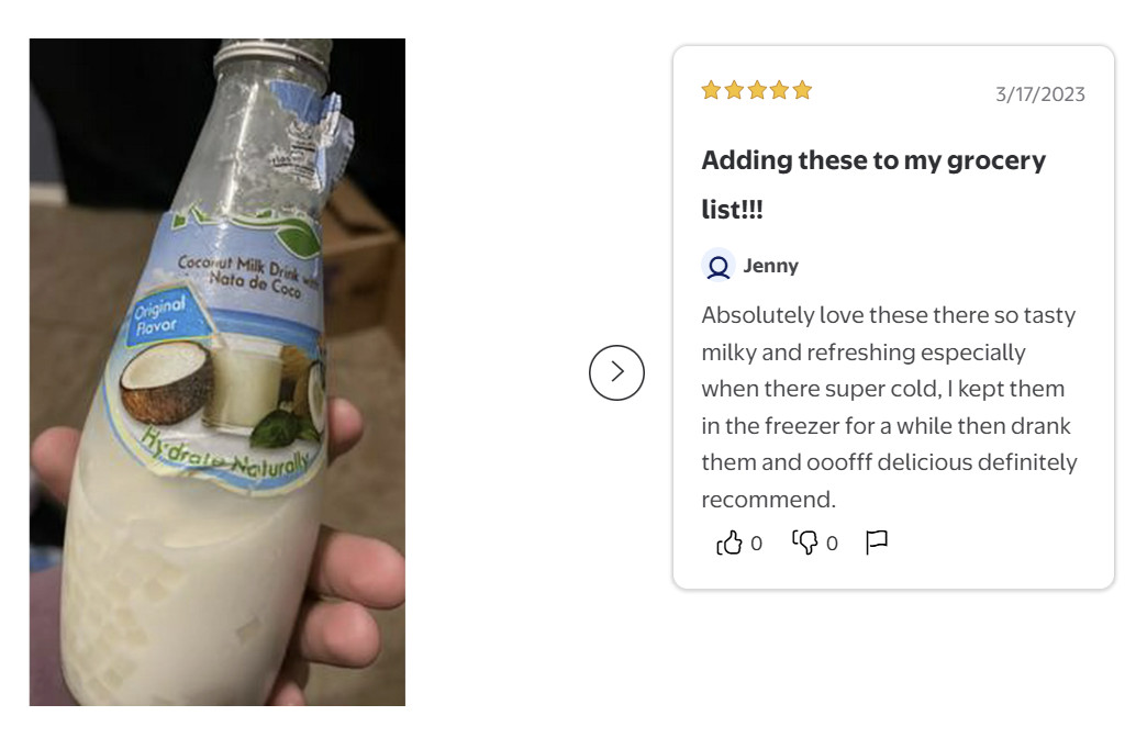 (12 pack) Kuii Drinks Coconut Milk with Nata de Coco, 290 mL Single Glass Bottle