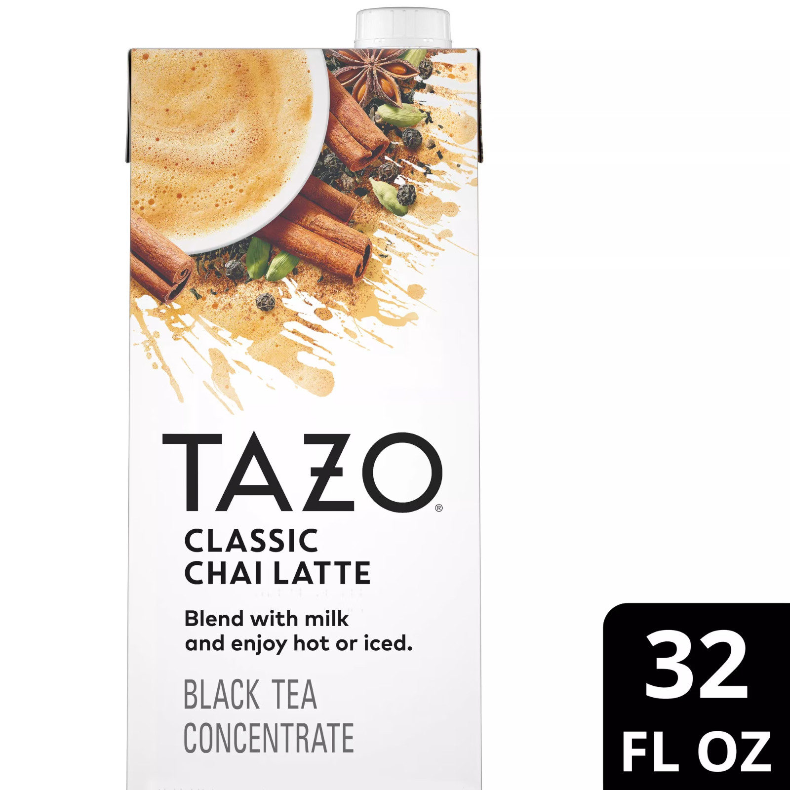 TAZO Classic Chai Latte Black Tea Concentrate, 32 oz Carton (6 Pack)