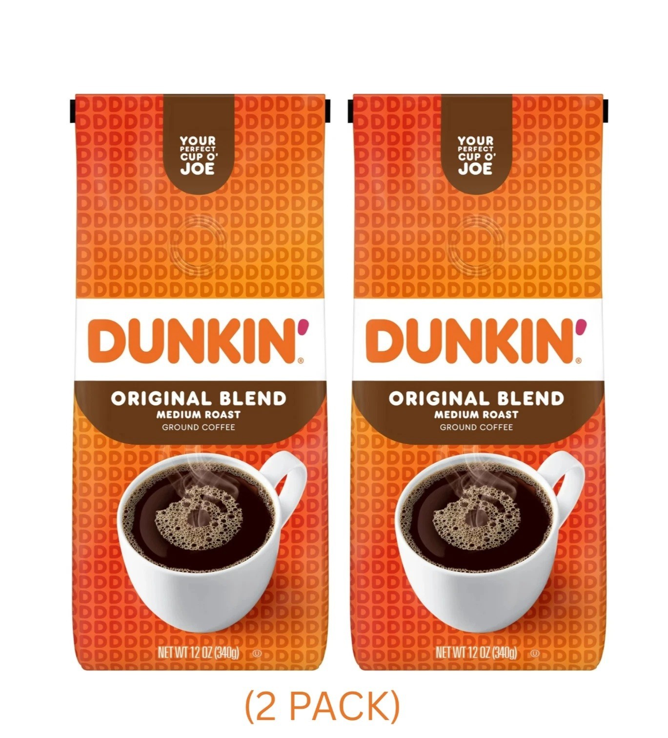 (Pack Of 2) Dunkin’ Original Blend Ground Coffee, Medium Roast, 12 Oz Bag