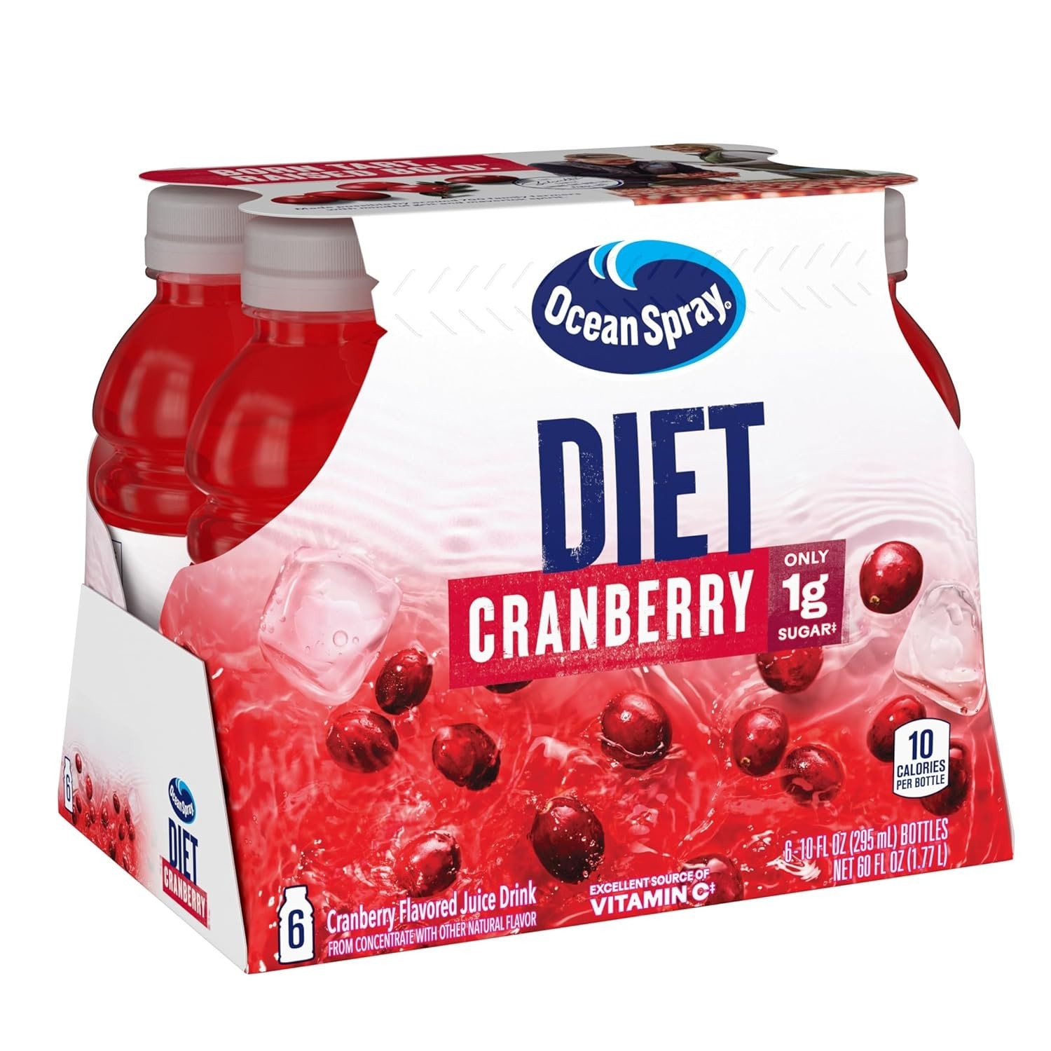 Diet Cranberry Juice Drink Pack of 6 – 10 Fl Oz Bottles, Guilt-Free Refreshment