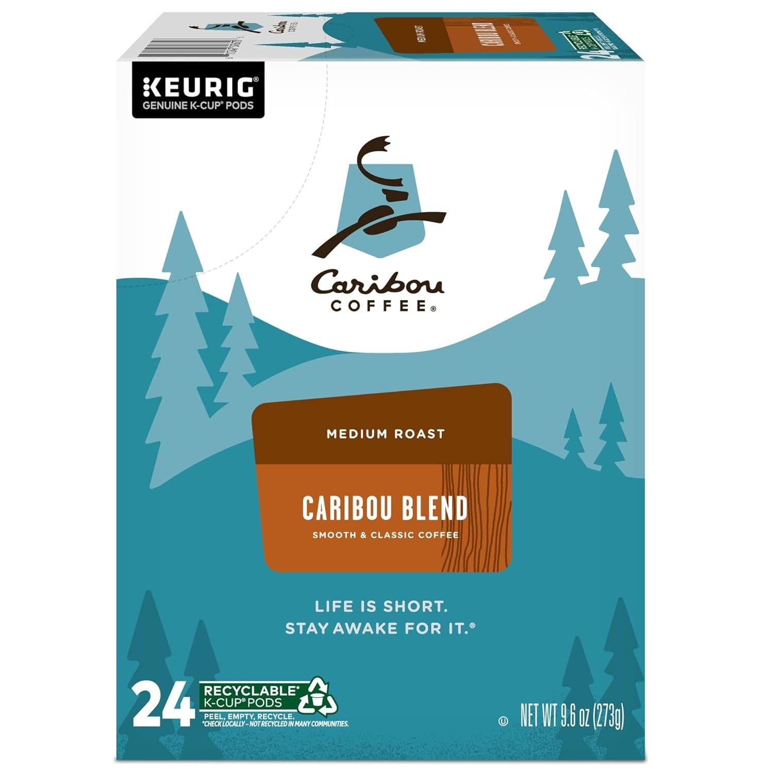 Keurig Caribou Blend Medium Roast K-Cups 24 Count Caffeinated Kosher Certified