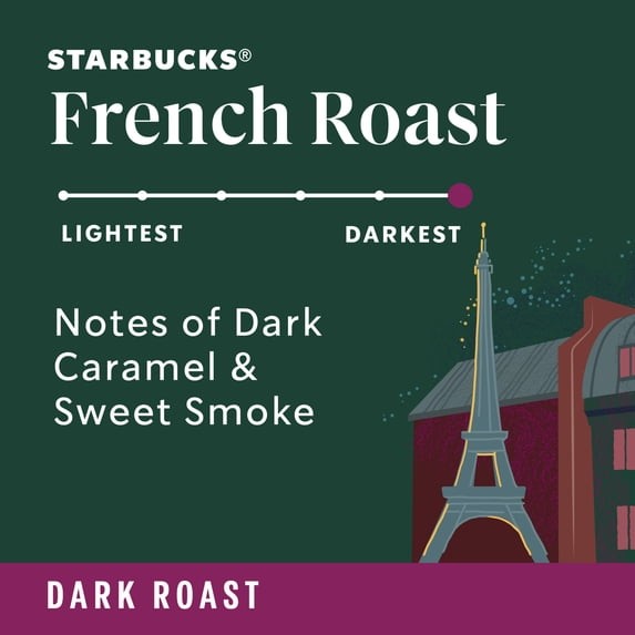Starbucks French Roast, Whole Coffee Beans,Dark Roast Hot or Iced Coffee, 12 oz.