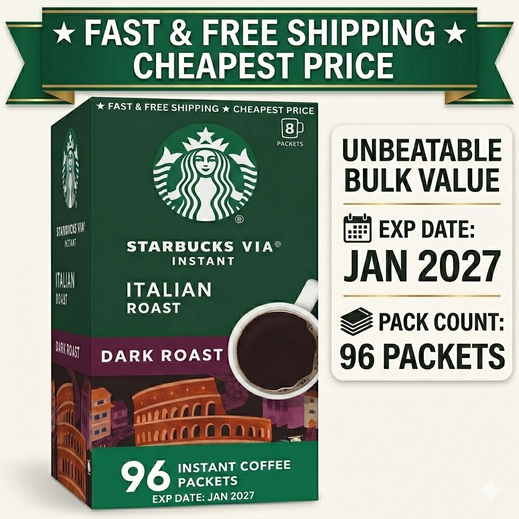 Starbucks VIA Instant Coffee Italian Roast Dark 96 Packets EXP JAN 2027 Bulk