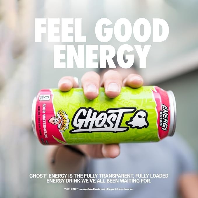 Ghost Energy Ready to Drink 16 Ounce Cans (Warheads Sour Watermelon, 12 Cans)