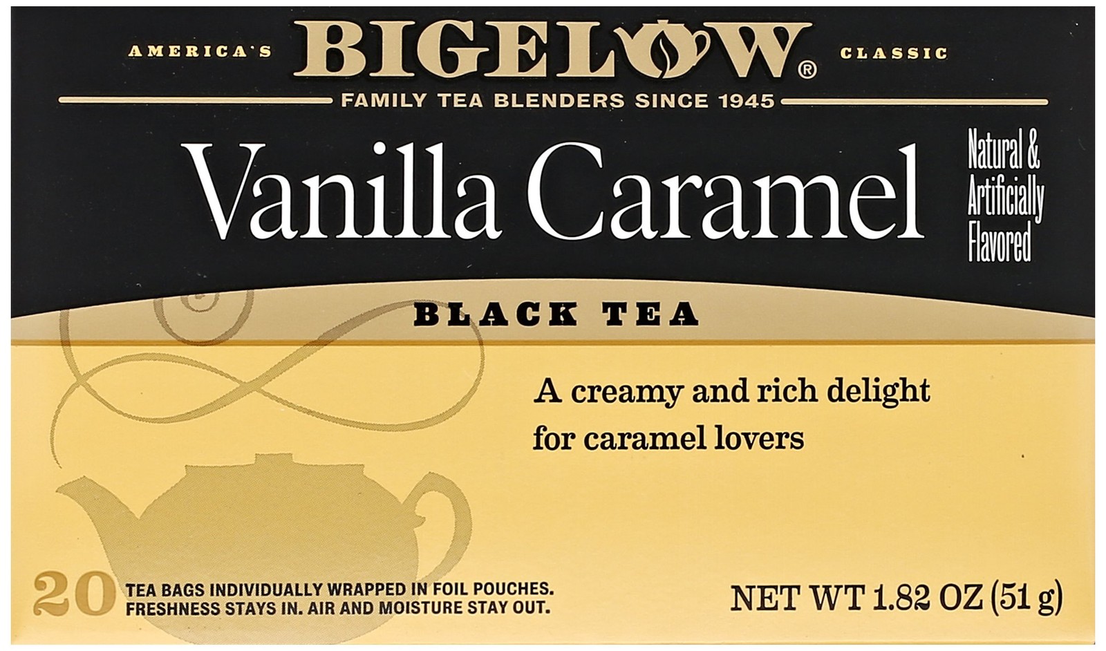 Smooth Bold Black Tea with Caramel and Vanilla 20 Count Pack for Tea Lovers