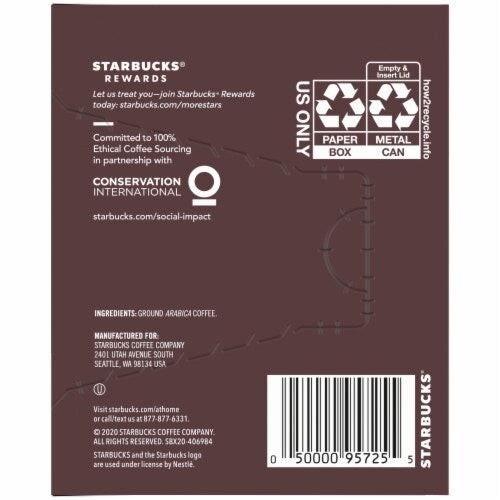 Starbucks French Roast Dark Roast Ground Coffee Cans, 8 x 1.3oz. (Pack of 6)