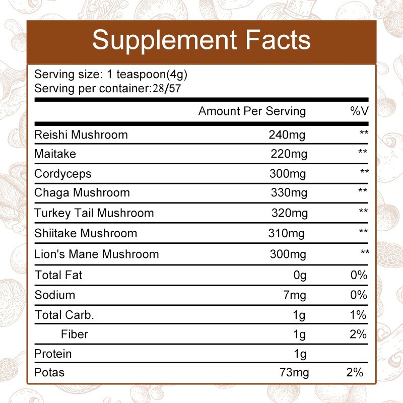 Organic Mushroom Coffee Instant Mushroom Coffee Powder Brain & Immune Boost