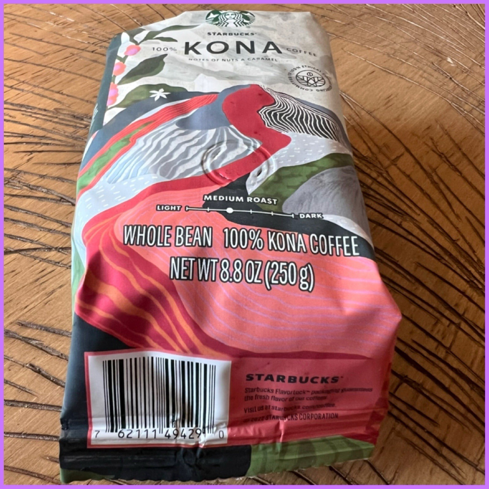 Starbucks 100% Kona Coffee Whole Bean 8.8oz Bag Hawaii New Exp Feb 2027