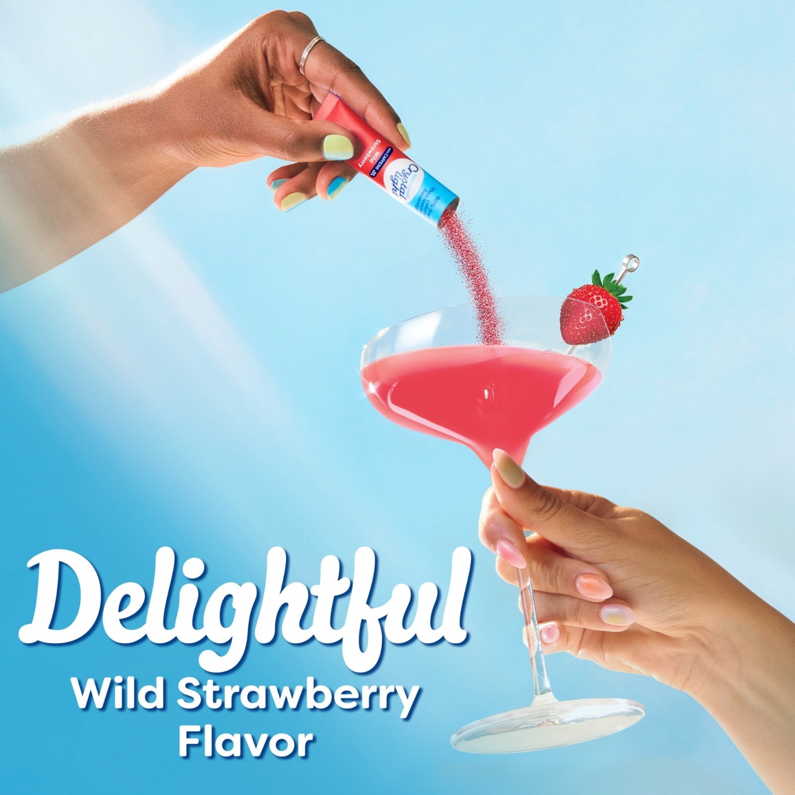 Crystal Light Wild Strawberry Sugar Free Drink Mix Singles with Caffeine, 30 ct