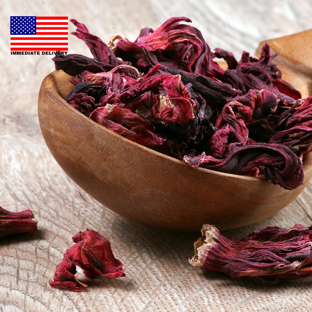 4Oz Dried Whole Hibiscus Flowers and Petals, Flor De Jamaica | Perfect for Tea a