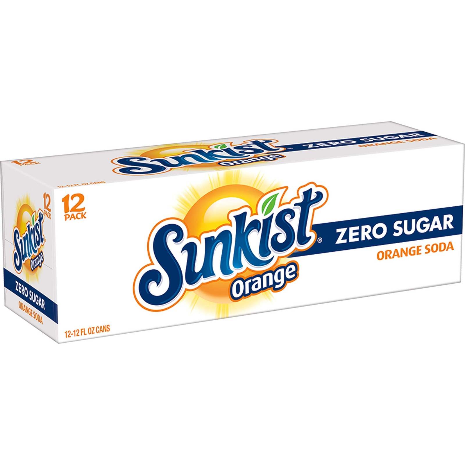 Sunkist Zero Sugar Orange Soda, 12 fl oz cans, 12 pack