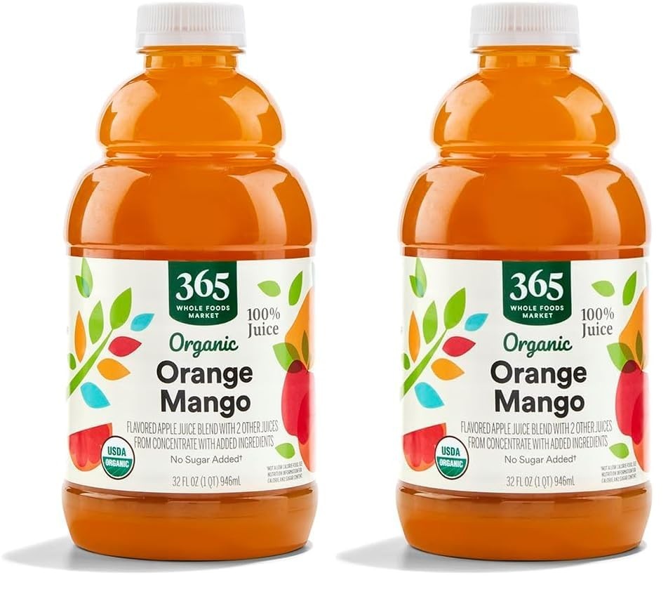Organic 100% Orange Mango Juice Blend – 32 Fl Oz Pack of 2 for Healthy Hydration