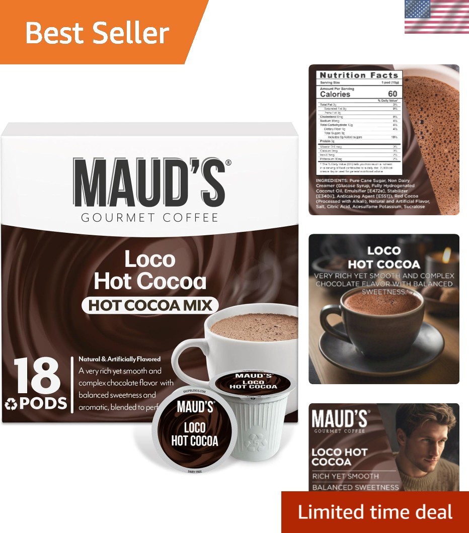 18 ct Dairy-Free Dark Hot Chocolate Pods | Luxurious Single Serve Cocoa Delight