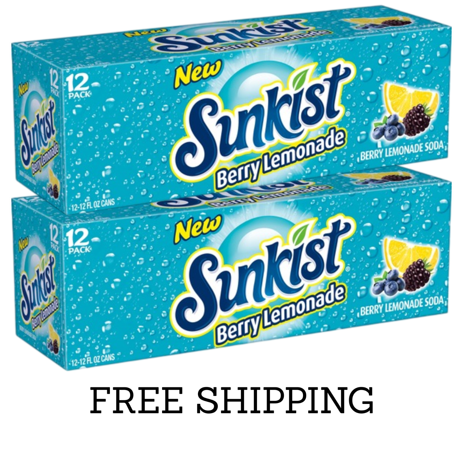 Sunkist Caffeine Free Berry Lemonade Soda Pop, 12 fl oz, 24 Pack SAMEDAYSHIP!