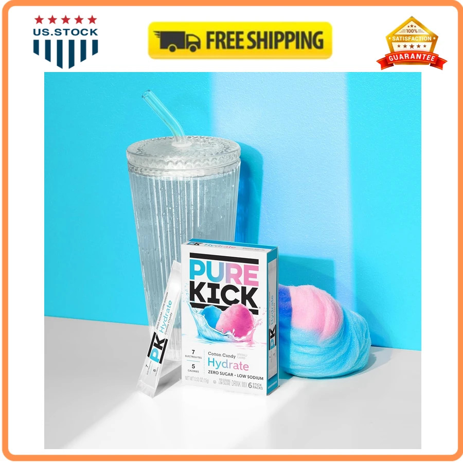 Pure Kick Hydration Drink Mix Singles To Go Cotton Candy 72 Packets
